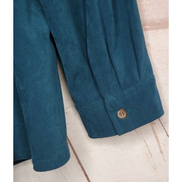 White Stag Women's 22W/24W Blue Soft Button Down Shirt – Poly/Spandex Blend - Picture 7 of 11